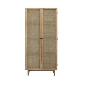 Buffet à 2 portes en bois naturel avec décoration en rotin pour la cuisine, la salle à manger et la chambre - Meubles pour la maison - Product Image 4