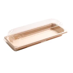 Biodegradable Disposable Bagasse Pulp Fast Food Packing Tray With lid Sushi tray