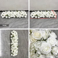 Camino de Mesa de Flores Artificiales con Rosas Blancas y Babysbreath, Decoración Floral para Mesa de Boda o Sofá, Entrega en 7 Días