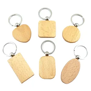 उच्च अंत कस्टम लोगो प्रचारक उपहार स्मृति चिन्ह लकड़ी चाबी का गुच्छा डिजाइन मुद्रित उत्कीर्ण नाम लकड़ी चाबी का गुच्छा