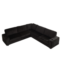 Sofá Esquinero Modular Moderno en Forma de L con Almacenamiento, Puerto USB Tipo-C, Portavasos, Asiento Profundo, Tapicería Cómoda, Sofá Cama para Apartamento