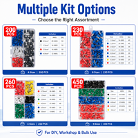 Kit de bornes à sertir isolées 260 pièces, embouts de câblage en cuivre assortis avec pince à sertir pour câblage électrique