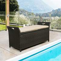 Patio Aufbewahrung sbank Wicker Rattan Deck Box mit beige Kissen