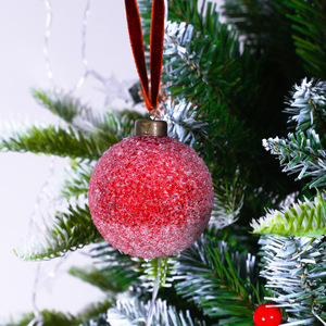 Gran oferta, Bola de 6cm y 8cm, adornos colgantes de árbol de Navidad para decoración navideña, bolas de Navidad Rojas esmeriladas texturizadas - Product Image 3