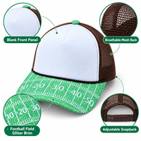 Casquette de baseball en maille personnalisée pour le football, avec visière imprimée terrain vert, logo personnalisé, casquette snapback sport, vente en gros