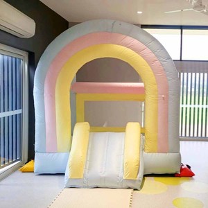 Château Gonflable Arc-en-ciel Nuages Blancs, Château Gonflable <span class=keywords><strong>Pastel</strong></span> Arc-en-ciel avec Nuages, Château Gonflable Rose pour Intérieur et Extérieur - Product Image 6