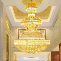 Lustre LED personnalisé pour salle de banquet, grand luminaire suspendu pour escalier, boule de cristal dorée, éclairage de plafond de luxe