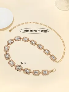 New Adjustable Waist Chain Belt Ladies Accessories Handmade Gold Rhinestone Bridal Belt For Prom Party