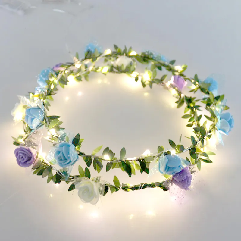 Popular light up roses artificial flowers crown for wedding decoration
