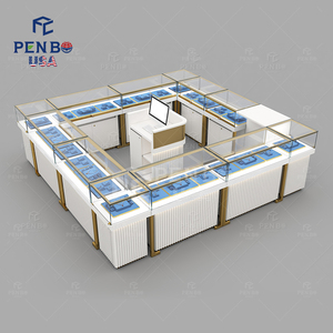 Hiện đại vuông Modular Jewelry kiosk-Tùy chỉnh bán lẻ hiển thị Showcase với LED chiếu sáng cho Kim Cương, nước hoa & cửa hàng đồ trang sức - Product Image 1