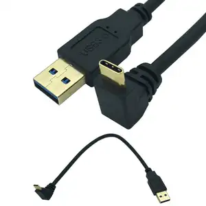 镀金Usb A 3.0至Usb C型90度直角数据充电电缆