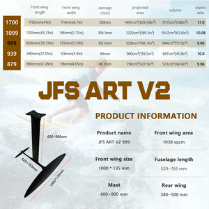 JFS ART V2 999 วิงฟอยล์คุณภาพสูงสำหรับทุกเพศ ดีไซน์ใหม่ คาร์บอนไฟเบอร์ อลูมิเนียม ไฮโดรฟอยล์ กีฬาทางน้ำ โต้คลื่นในทะเล สีดำ ART V2 - Product Image 4