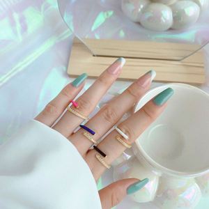 Dylam Trendy Minimalist Design S925 <b>Silver</b> 18K Gold Tiny 5A Cubic Zircon Macaron Candy Color Enamel <b>Adjustable</b> Women <b>Rings</b> - Product Image 4