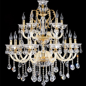 Proyecto de hotel Lámpara colgante de aleación de zinc Vela grande dorada Candelabros de cristal de boda de lujo <span class=keywords><strong>Luz</strong></span> colgante - Product Image 4
