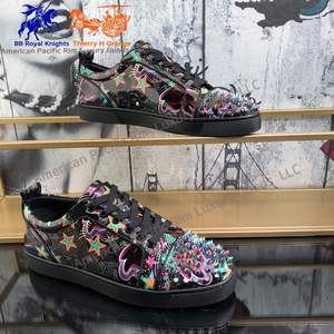 Chaussures de sport rétro élégantes pour hommes avec semelles rouges, doublure en coton doux, clous, printemps, été, automne, hiver, evergreen, Louboutins - Product Image 5