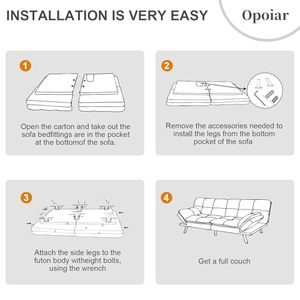 Futon Fabric Sofa Bed Convertible <strong>Grey</strong> Couch Bed Futon Sets Folding Modern Sleeper Sofa Gray <strong>Loveseat</strong> for Apartment Small Space - Product Image 6