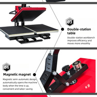 Presse manuelle magnétique à double station pour T-shirt Vêtements Tissu Dtf 3d Autocollant logo Sublimation Transfert de chaleur Machines