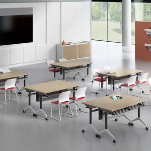 <span class=keywords><strong>Table</strong></span> pliante multifonctionnelle combinable avec filet à livres, porte-gobelet, utilisation scolaire, conférence, formation - Product Image 4