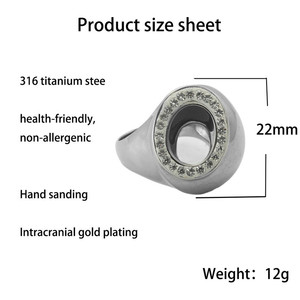 European American Style <b>Titanium</b> Steel <b>Ring</b> Silver Color Pave Setting Geometric Design Women's Party Jewelry 290105 - Product Image 2