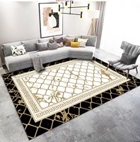 Low Pile Resistant Vintage Rug for Living Room Bedroom Accent Rug Non-Slip Stain Floor Carpet