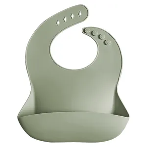 Bavoir d'alimentation en Silicone de qualité alimentaire personnalisé pour bébé, bavoir lavable en Silicone pour bébé