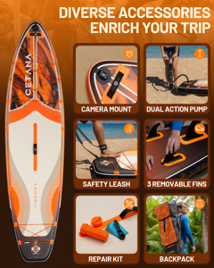 Planche de paddle gonflable OEM 11'6"*35"*6" avec siège confortable, matériau Drop Stitch, pour la navigation en mer, SUP Surfing CT12/4 - Product Image 2