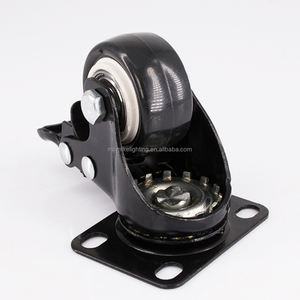 Accesorios de caja de vuelo personalizados ruedas de esquina vintage negras freno doble rodamiento de acero ruedas de PVC Carro de 2 pulgadas - Product Image 5