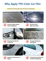 Film de protection de voiture en vinyle TPU Série Métal Liquide, auto-réparant et résistant aux rayures, 1,52 x 15 mètres