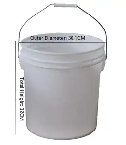 Round Food Grade Plastic 20L Bucket White HDPE 20 Litre Chemical Drum Translucent 20 KGS Bucket Container From China PackX