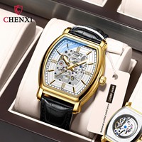 Montre automatique squelette tonneau lumineuse de haute qualité pour homme, montre mécanique de luxe élégante pour affaires