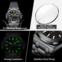 Reloj de Lujo para Hombre Poedagar 853, Reloj de Pulsera de Cuarzo con Calendario de Acero Inoxidable, Luminoso, Resistente al Agua, para Uso Diario