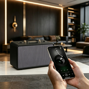 Altavoz Portátil Retro de Cuero y Madera con 3 Vías de Audio, 120W, Compatible con Micrófono, <span class=keywords><strong>Karaoke</strong></span>, TWS, <span class=keywords><strong>USB</strong></span>, FM, AUX, Función PA999 - Product Image 4