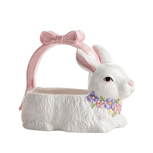 Porcelain Ceramic <strong>Bunny</strong> <strong>Easter</strong> <strong>Basket</strong> - Product Image 1