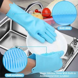 Gants de lavage de vaisselle en silicone magique résistants à la chaleur, 120g, 100% qualité alimentaire, sur mesure, avec brosse intégrée, en promotion - Product Image 5