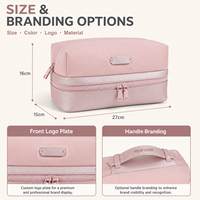 Nouveau Design Sac à Maquillage Double Couche PVC-Nylon Logo Personnalisé Multifonction Sac de Voyage Cosmétique avec Poignée