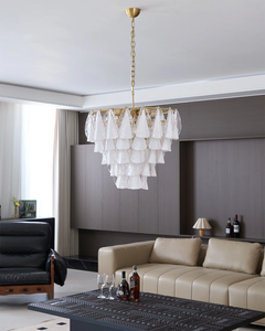 Lampadario italiano Vintage in vetro bianco Murano - Product Image 6
