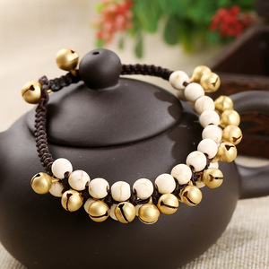 2024 Bohemian Turquoise Copper Bell Bracelet Hand-Woven <strong>Thailand</strong> Wedding Party Jewelry Cute <strong>Pearl</strong> Diamond ODM Gifts for Girls - Product Image 5