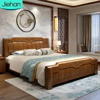 Muebles de dormitorio retro clásicos de China, alta calidad, marco de Reina, madera sólida, tamaño king, cama con almacenamiento, venta al por mayor
