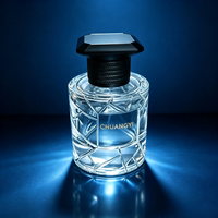Flacon pulvérisateur de parfum en verre transparent simple de 50 ml et 100 ml, vente en gros, atomiseur de parfum vide, logo personnalisé, boîte cadeau personnalisée