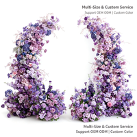 Kit d'arrangement floral artificiel double face pour arche de mariage, motif cornes de bœuf, avec fleurs mixtes violettes pour cérémonie de mariage