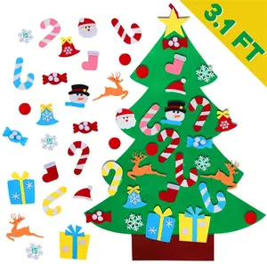 Árbol de Navidad de fieltro para niños, artesanías de árbol de Navidad, calendario de Adviento, 3 pies, 2021