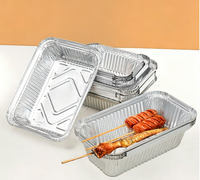 Barquettes rectangulaires jetables en aluminium, boîtes à emporter en feuille d'aluminium, plats spéciaux en aluminium pour barbecue, cuisson du poisson