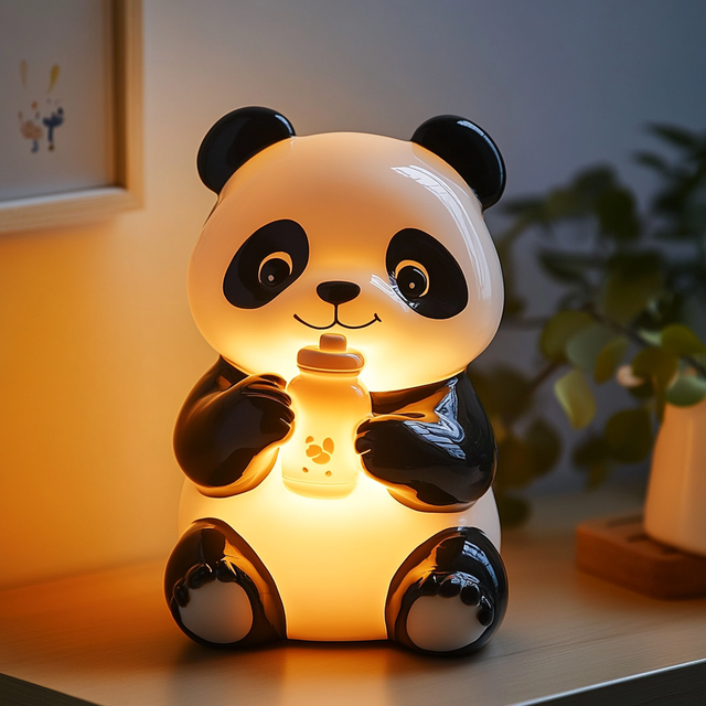 Cute Cartoon Panda Bedroom USB Rechargeable 7 Colors Dimming Touch Vinyl PVC Table Lamp Clappin Custom Night Light Kids Toy