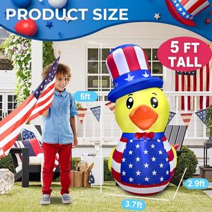 Décorations gonflables de canard de 1,5 m pour le 4 juillet, Jour de l'Indépendance, avec lumières LED intégrées pour fêtes patriotiques - Product Image 2