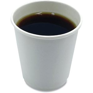 Boardwalk 8 Oz. Gobelets en papier à double paroi blancs jetables avec impression dorée, logo personnalisé, revêtement PE - 25/gabarre - Product Image 3