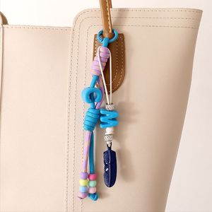 Fashionable Phone Lanyard Colorful Alphabet Letter Acrylic Bead Keychain Handwoven Nylon Rope <b>Bag</b> <b>Charms</b> - Product Image 3