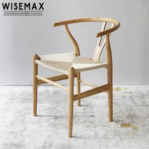 WISEMAX家具灰木汉斯瓦格纳/丹麦/专业工厂实木餐椅叉骨椅