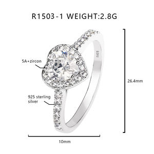 Cincin Perak Murni 925 FOXI Produsen Perhiasan Berkualitas Tinggi Cincin Batu Zirkon 5A Cincin Hati Abadi Pertunangan Janji untuk Wanita - Product Image 4