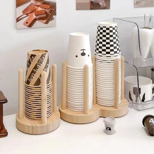 Portavasos de bambú triple apilable para el hogar, cafetería, estante de almacenamiento de escritorio - Product Image 5
