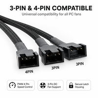 Kipas Pendingin CPU 12V 3/4 Pin SW, Pemisah Berbentuk Y 4-Arah, Modulasi Lebar Pulsa, Isolasi PVC, Hub Chassis Komputer Elektronik